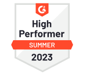 Image: G2 Summer 2023 High Performer badge, a trusted alternative to HotDocs, symbolizing top-rated document automation solutions on the G2 platform.