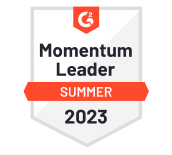Image: G2 Summer 2023 Momentum Leader badge, a trusted alternative to HotDocs, symbolizing top-rated document automation solutions on the G2 platform.