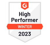 Image: G2 Winter 2023 High Performer badge, a trusted alternative to HotDocs, symbolizing top-rated document automation solutions on the G2 platform.