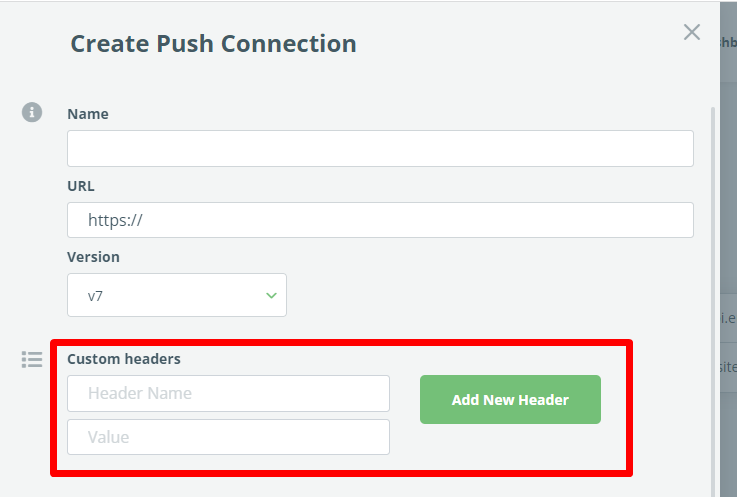 Customizable header for Push API call